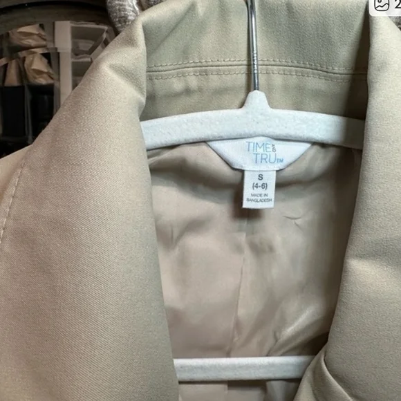 Time and Tru Beige Double-Breasted Trench Coat - Picture 8 of 9